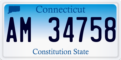 CT license plate AM34758
