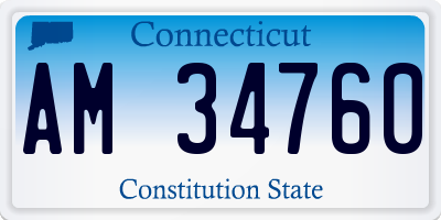 CT license plate AM34760