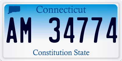 CT license plate AM34774