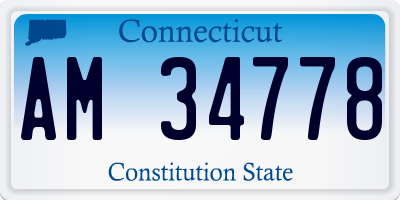 CT license plate AM34778