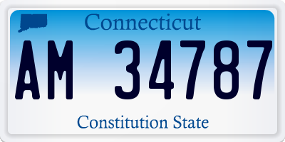 CT license plate AM34787
