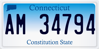 CT license plate AM34794