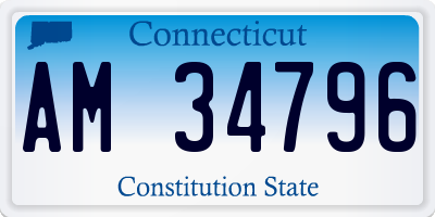 CT license plate AM34796