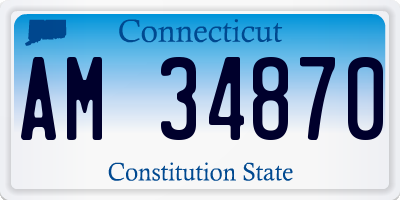 CT license plate AM34870
