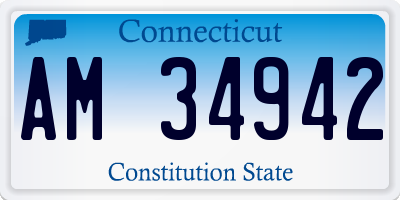 CT license plate AM34942
