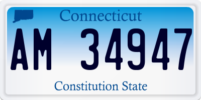 CT license plate AM34947