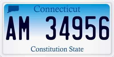 CT license plate AM34956
