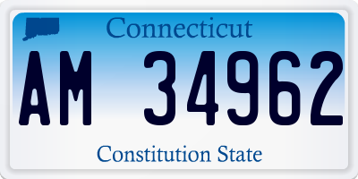 CT license plate AM34962