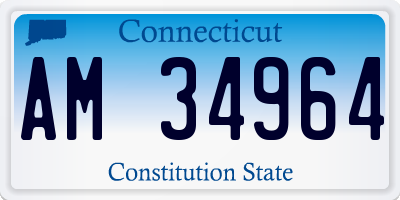 CT license plate AM34964