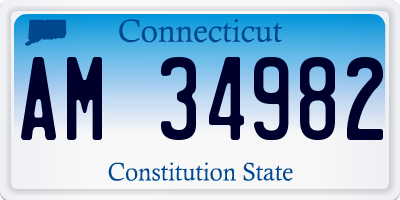 CT license plate AM34982