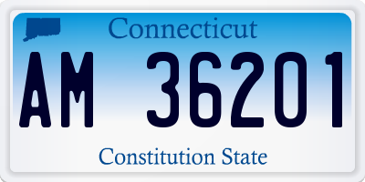 CT license plate AM36201
