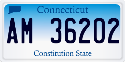 CT license plate AM36202