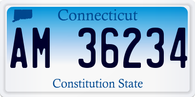 CT license plate AM36234