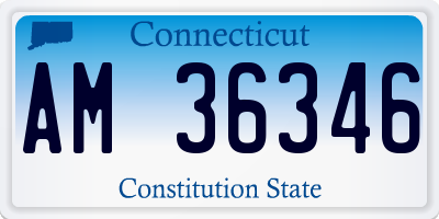 CT license plate AM36346