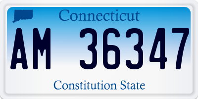 CT license plate AM36347