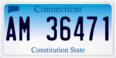 CT license plate AM36471
