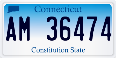 CT license plate AM36474