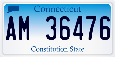 CT license plate AM36476