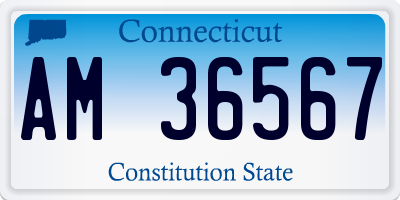 CT license plate AM36567