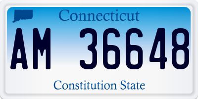CT license plate AM36648