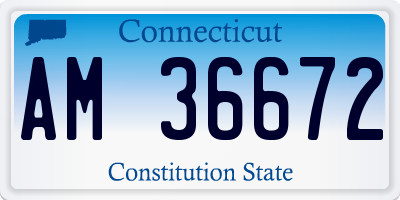 CT license plate AM36672
