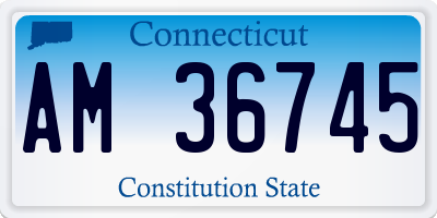 CT license plate AM36745