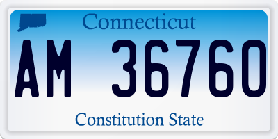 CT license plate AM36760