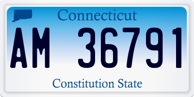 CT license plate AM36791