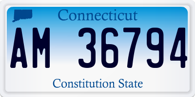 CT license plate AM36794