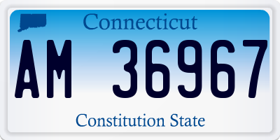 CT license plate AM36967