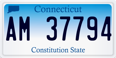 CT license plate AM37794