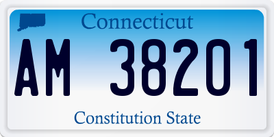 CT license plate AM38201