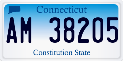 CT license plate AM38205