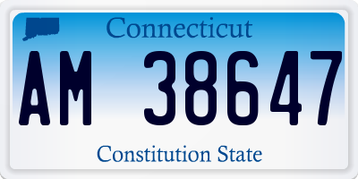 CT license plate AM38647