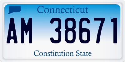 CT license plate AM38671