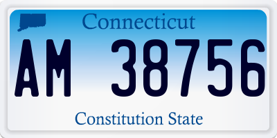 CT license plate AM38756