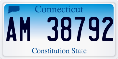 CT license plate AM38792