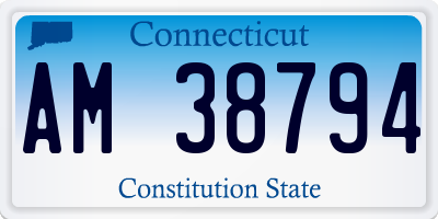 CT license plate AM38794