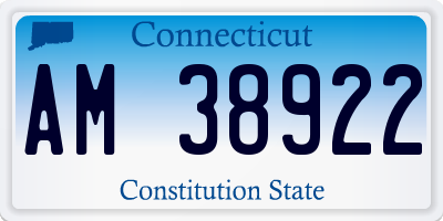 CT license plate AM38922