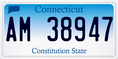 CT license plate AM38947