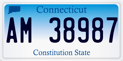 CT license plate AM38987