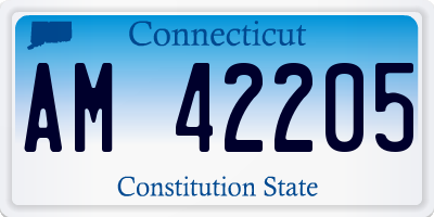 CT license plate AM42205