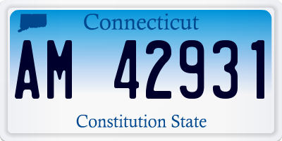 CT license plate AM42931