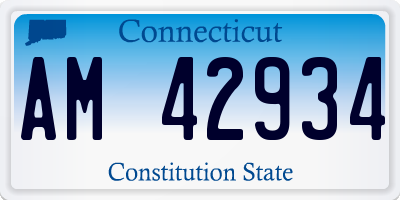 CT license plate AM42934