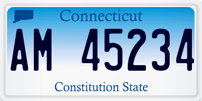 CT license plate AM45234