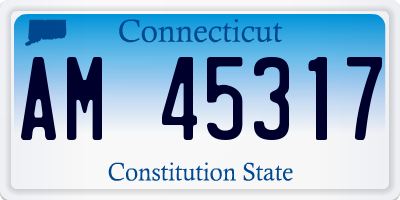 CT license plate AM45317