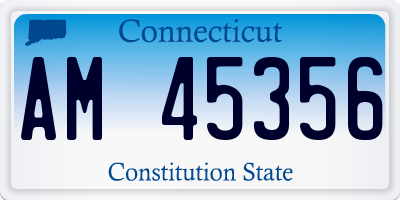 CT license plate AM45356