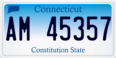 CT license plate AM45357