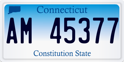 CT license plate AM45377