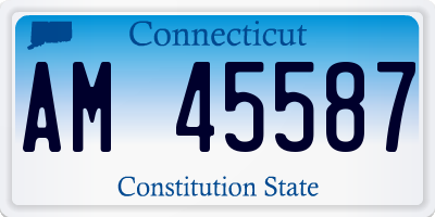 CT license plate AM45587